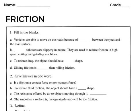 friction grade 8 extra questions